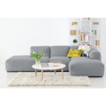 A Gray Sofa Made Of Soft Velvet And Swedish Wood.