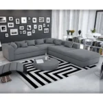 كنبة حرف ال كتان 4 مقاعد بحشو البوليستر