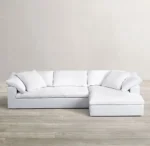 كنبة حرف ال كتان ناعم قطعتين أبيض