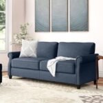 Three-Seater Linen Sofa With Nail Head Upholstery - Image 2