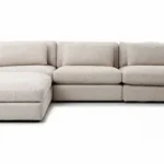 L-Shaped Sofa, Soft Linen, 4 Pieces, Beige