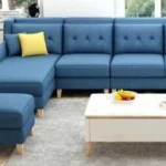 4-Piece L-Shaped Sofa, Navy Blue