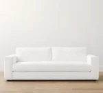 Square Upholstered Three-Seater Sofa With Wide Arms
