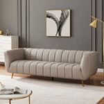 Three-Seater Velvet Sofa In Beige - Image 3