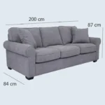 Three-Seater Swedish Sofa, Soft Linen - Gray - Image 2