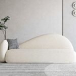 Modern Curved Three-Seater Sofa In Light Beige