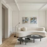 كنبة ثلاث مقاعد قماش بوكليه - أوف وايت