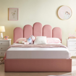 سرير كاتون مخمل زهري