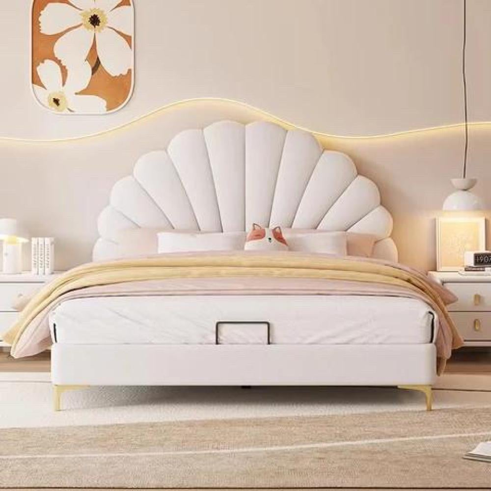 69c92aa6-42ee-40c3-9056-64ee21d8f90e-1000x1000-gb90h0MVdD319n3KC3hka9zHKVy61Tj6KdcpOdTe Modern White Velvet Bed - Image 1