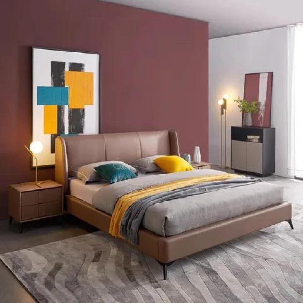 8e80f510-7d6d-4d3c-9da9-4b9394eefafb-1000x1000-P8b0cImPVmNOOXOtI5DNtImlU9FXPG5YhtHtNuh9 Modern Brown Leather Bed - Image 1