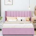 سرير نابين مخمل زهري