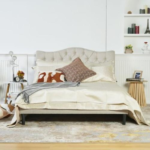 سرير منجد من قماش الكتان المختار