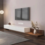 طاوله تلفاز بني وأبيض