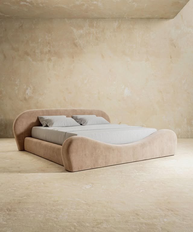 D2D63D99-18C4-45F6-8DAF-CA24BE0F8AFC Beige Velvet Loom Bed - Image 1