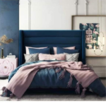 Navy Blue Kilwa Bed, Modern Style
