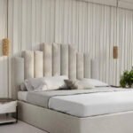 Our Product Bed Is Made Of Beige Velvet. - Image 2