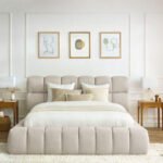 Yassun Beige Linen Bed