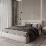 سرير كناني مخمل بيج