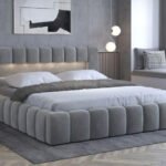 سرير سنتر تو مخمل رمادي