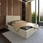 Mendel Beige Velvet Bed