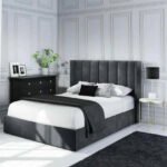 سرير ملكي مخمل رصاصي