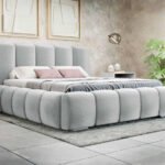 سرير هوم تو مخمل رمادي
