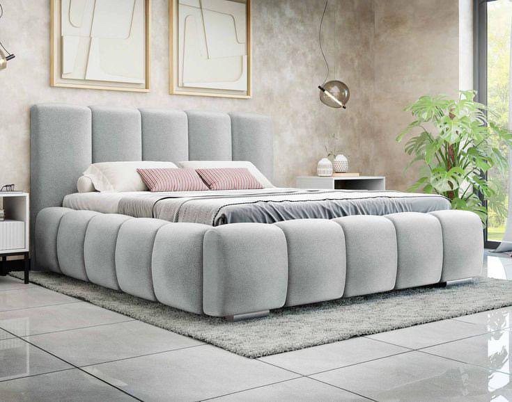3674F6F8-D695-43C8-9ED9-89166F30F5C2 سرير هوم تو مخمل رمادي - الصورة 1