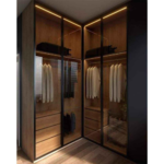 ⁦خزانة ملابس خشب كونتر أسود وبيج - 110×200×50 سم⁩ - الصورة ⁦2⁩