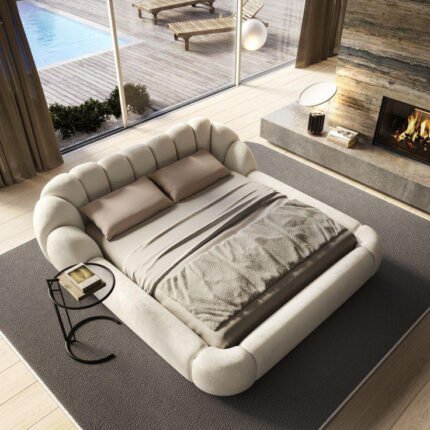 سرير مخمل بيج