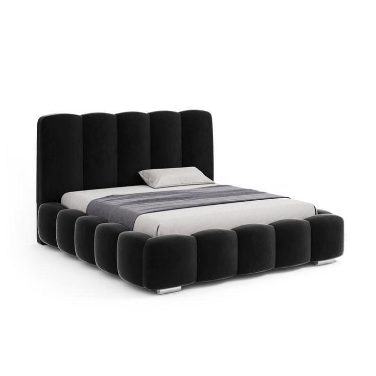 48DE3620-91F8-41B1-A29F-70FA90BFAF0E سرير منتان مخمل اسود - الصورة 1