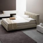 Modern Light Beige Velvet Heavy Bed - Image 3