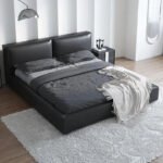 سرير مسطح جلد اسود