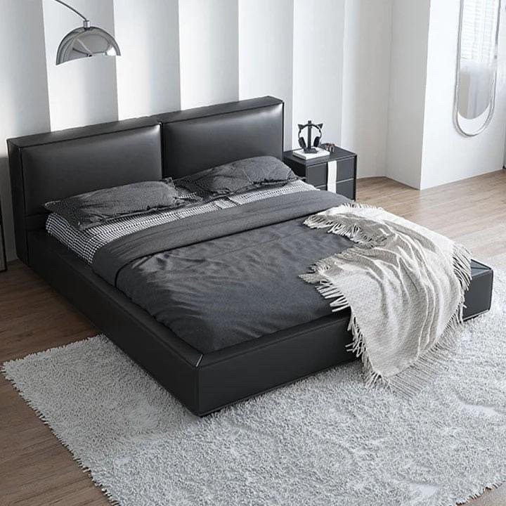 70B3BAFE-429B-4F8A-9AA8-37B305855094 سرير مسطح جلد اسود - الصورة 1