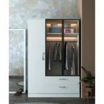 ⁦خزانة ملابس ام دي اف 3 أبواب أبيض - 180×50×120 سم⁩ - الصورة ⁦3⁩