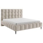 سرير هوم وان مخمل بيج