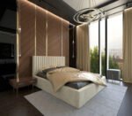 Mendel Beige Velvet Bed - Image 3