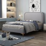 Gold Velvet Gray Pedestal Bed - Image 2
