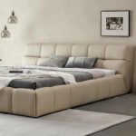 سرير كتنال مخمل بيج