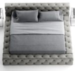 سرير كنتا مخمل رمادي