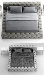 ⁦سرير كنتا مخمل رمادي⁩ - الصورة ⁦2⁩