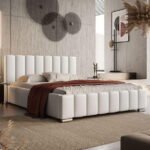 سرير كرستا مخمل بيج فاتح