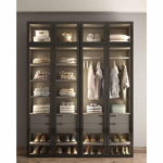 ⁦خزانة ملابس خشب كونتر أسود - 240×50×180 سم⁩ - الصورة ⁦3⁩