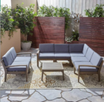 طقم جلسة خارجي قطعتين لون رمادي