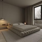 Beige Velvet Angel Bed