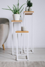 طاولة خدمة معدن ابيض و بني