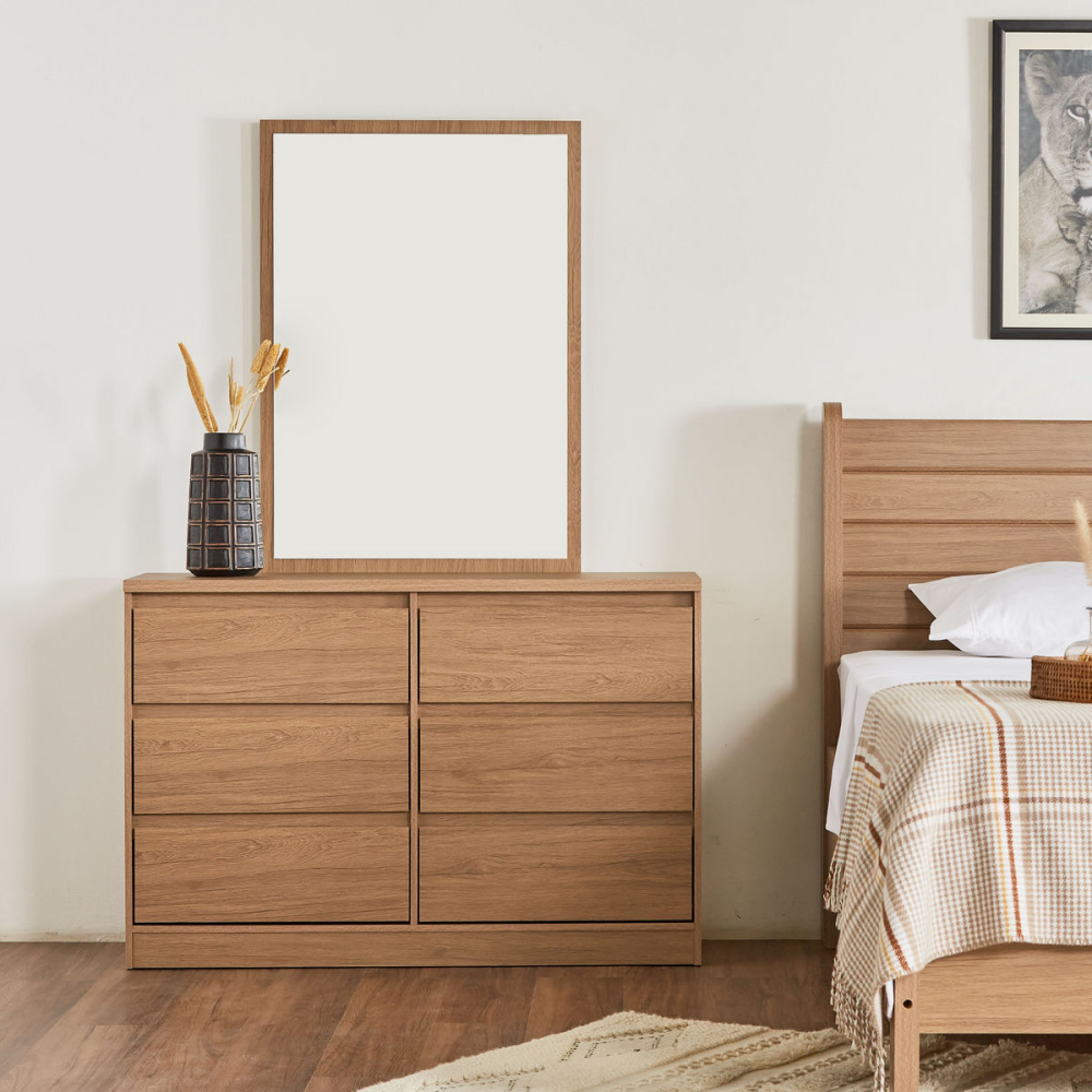 1cdf8e9d-82fd-451e-9ae0-6b68e6ddb4a4-1000x1000-sIa1jtnRNbFXmc2oUHSKe9ZE9W1ak4Rr6V93M5Ix طاولة تزيين 6 أدراج مع مرآة - نازاري - الصورة 1