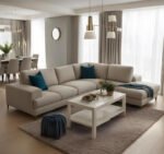 Elliott L-Shaped Sofa, Beige Velvet - Image 2