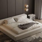 سرير تسببان مخمل بيج