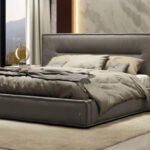 سرير متألق مخمل رمادي