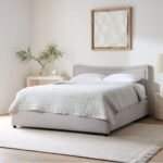 سرير دلتان كتان بيج